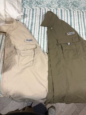 Columbia Men's Casual Button Down Shirts - Beige & Olive